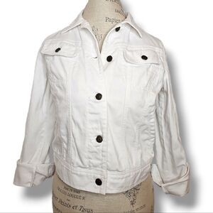Ralph Lauren Lauren Jeans Company White Denim Crop Jacket - Size Small